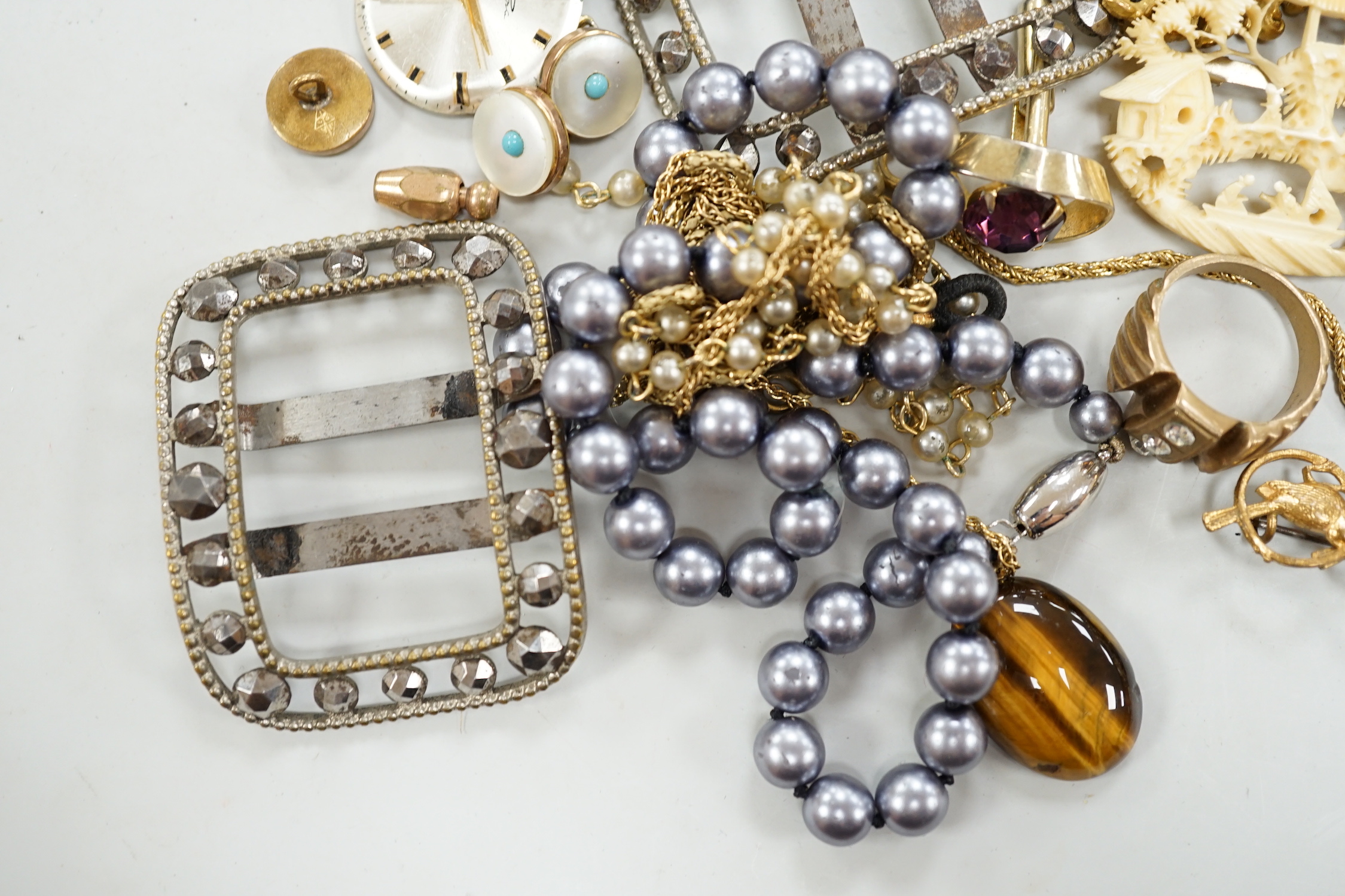 Two cigarette cases including one late Victorian silver and mixed costume jewellery and watches.